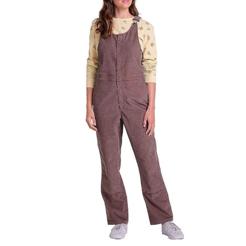 Toad&Co Coaster Cord Overall Double Knee Jumpsuit Mushroom Vintage Wash Sz L